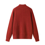 Cable Knit Stand Collar Zip Cardigan Sweater 2