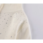 Rhinestone Knit Zip Cardigan Stand Collar Sweater 3