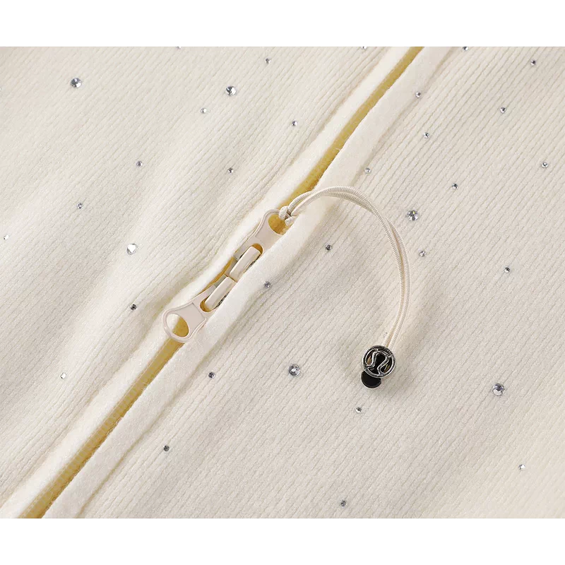 Rhinestone Knit Zip Cardigan Stand Collar Sweater 4