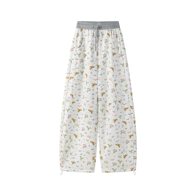 6188524206366,6188524206367,6188524206368, Floral Print Loose Fit Casual Pants