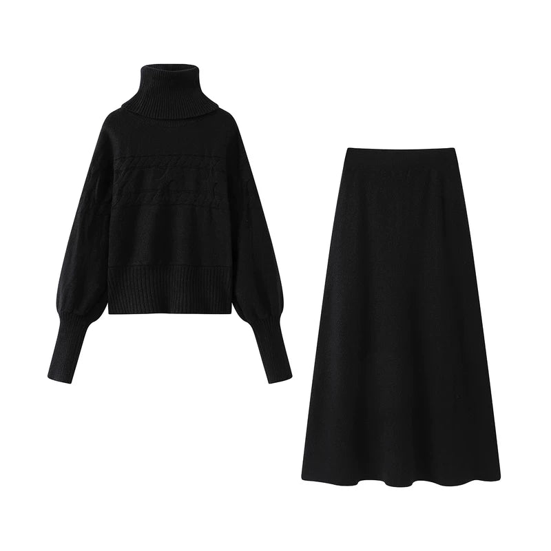 1627207:28341,6185076778443,1627207:28341,6185076778444,6185076778443,6185076778444, Cable Knit Sweater and Skirt Set