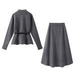 Knit Peplum Sweater and A-Line Skirt Set 2