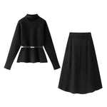 1627207:28341,6015611069416,1627207:28341,6015611069415,1627207:28341,6015611069414,6015611069416,6015611069415,6015611069414, Knit Peplum Sweater and A-Line Skirt Set