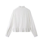 Lace Collar Pleated Polka Dot Hem Blouse 2