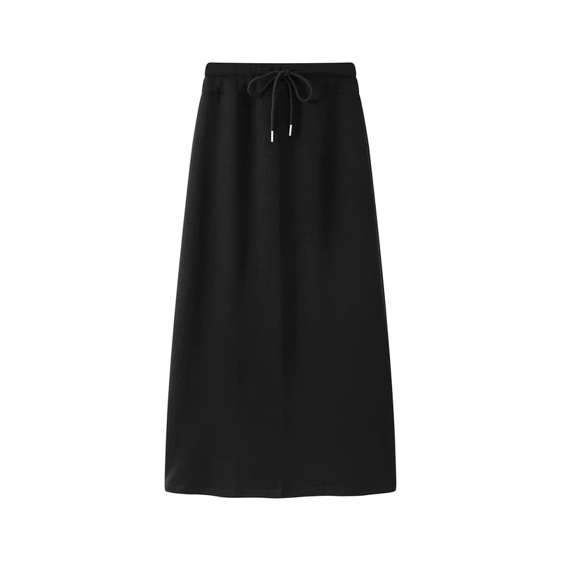 6023446529161,6023446529162,6023446529163, High-Waisted Drawstring Knit Midi Skirt