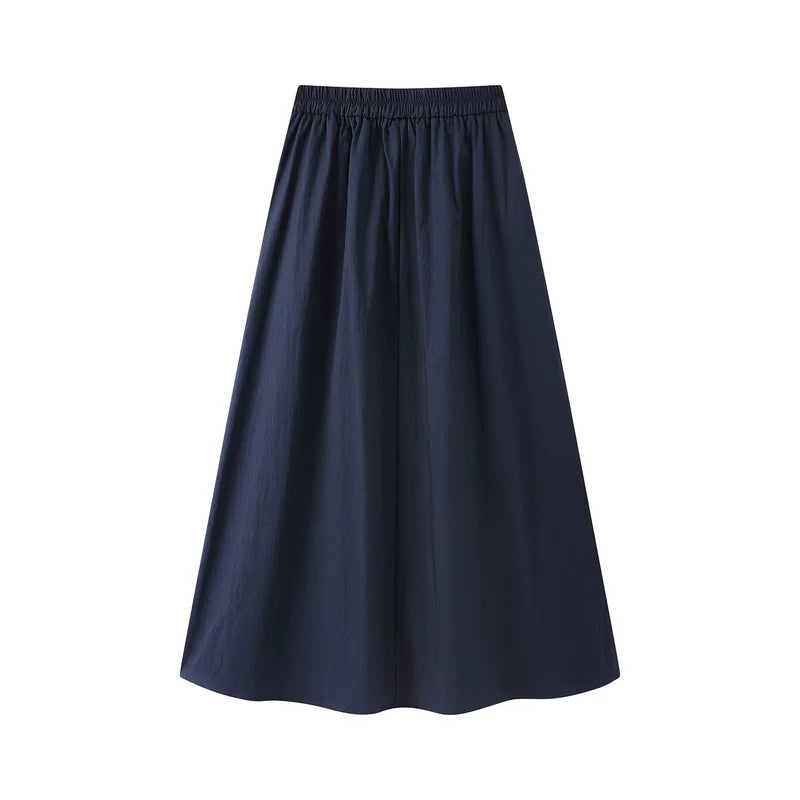 High-Waisted Asymmetric Elastic Midi Skirt 2