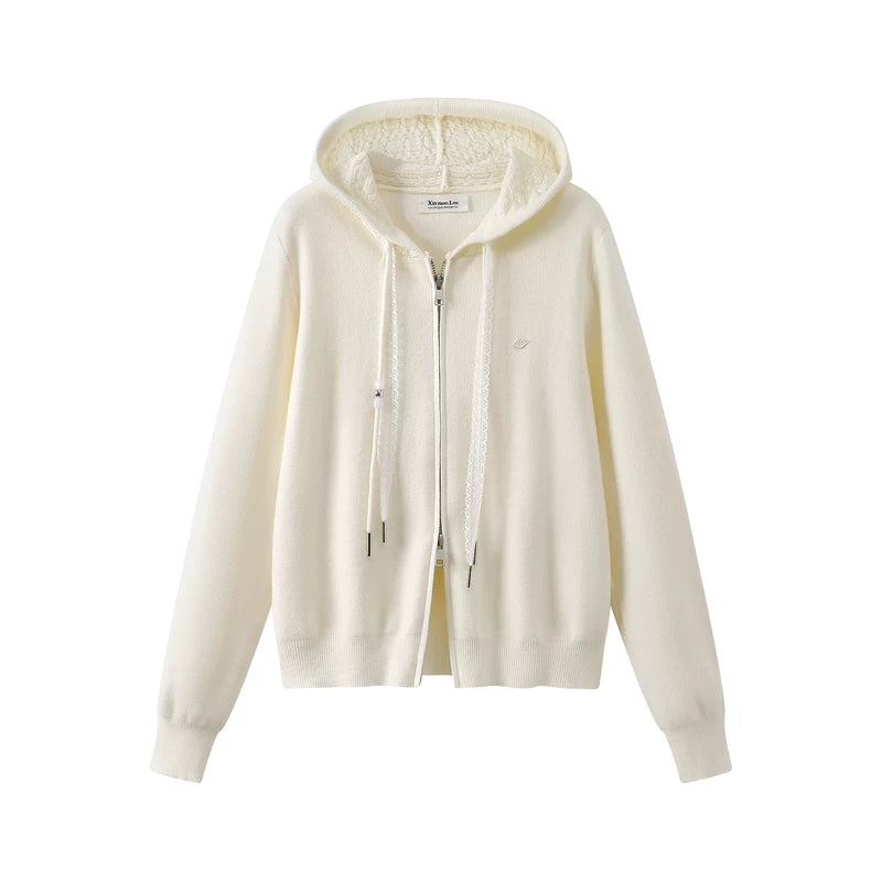 6186509406010,6186509406011, Soft Knit Hooded Zip Cardigan Sweater
