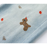 Wide Leg Denim Pants with Dog Embroidery 3