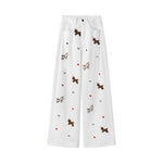 6026567672358,6026567672359,6026567672360,6026567672361, Wide Leg Denim Pants with Dog Embroidery