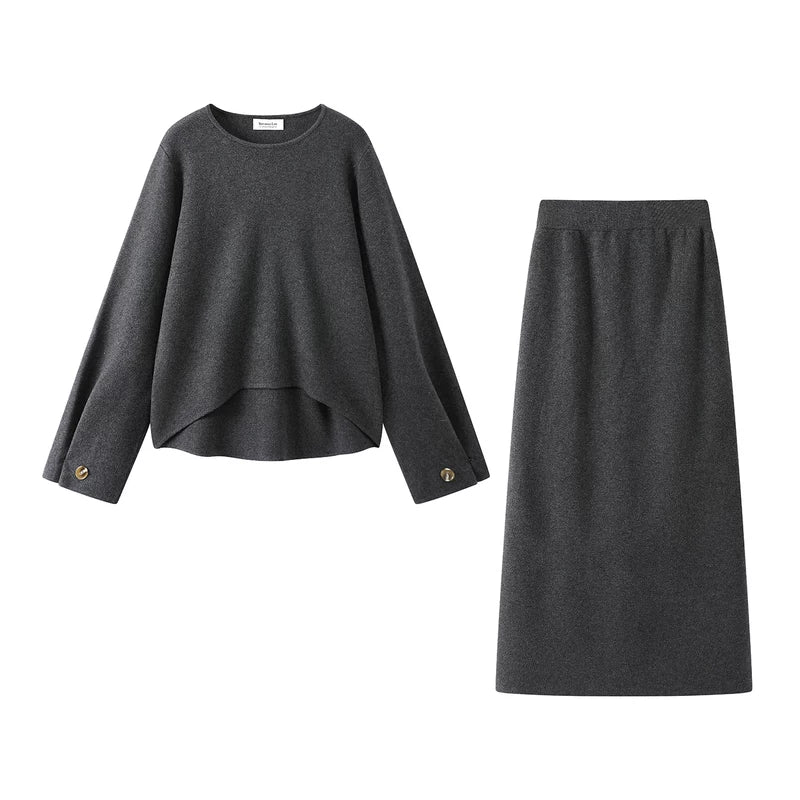 6190465423896,6190465423897, Knit Sweater and High Waist Skirt Set