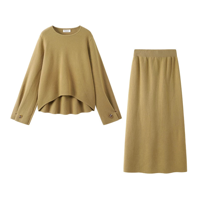 6190465423900,6190465423901, Knit Sweater and High Waist Skirt Set