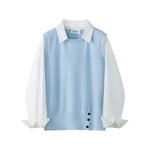 6191884967544,6191884967545, Knit Faux Layered Collared Pullover Shirt Top