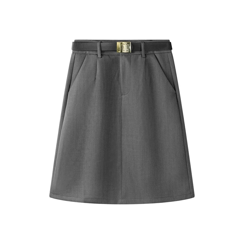 1627207:28334,6179435283354,1627207:28334,6179435283355,1627207:28334,6179435283356,1627207:28334,6179435283357,6179435283354,6179435283355,6179435283356,6179435283357, Minimalist Preppy A-Line Suit Skirt Midi