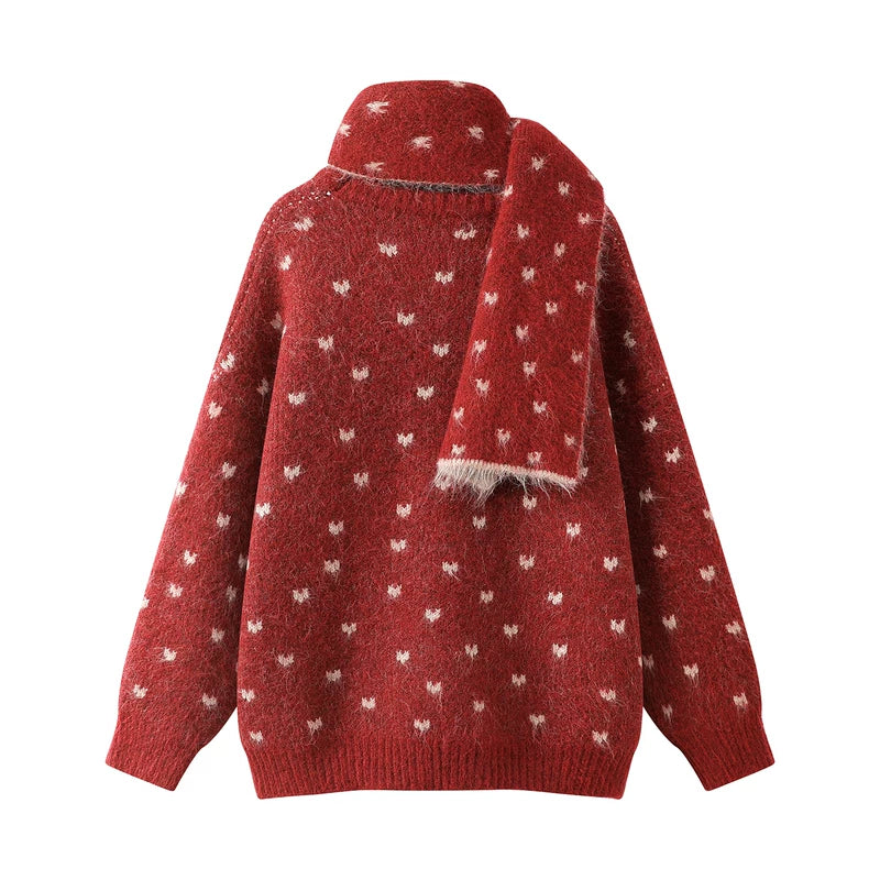 Knit Jacquard Sweater with Matching Scarf 2