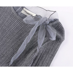 Mesh Patchwork Tie-Bow Knit Sweatshirt Top 3