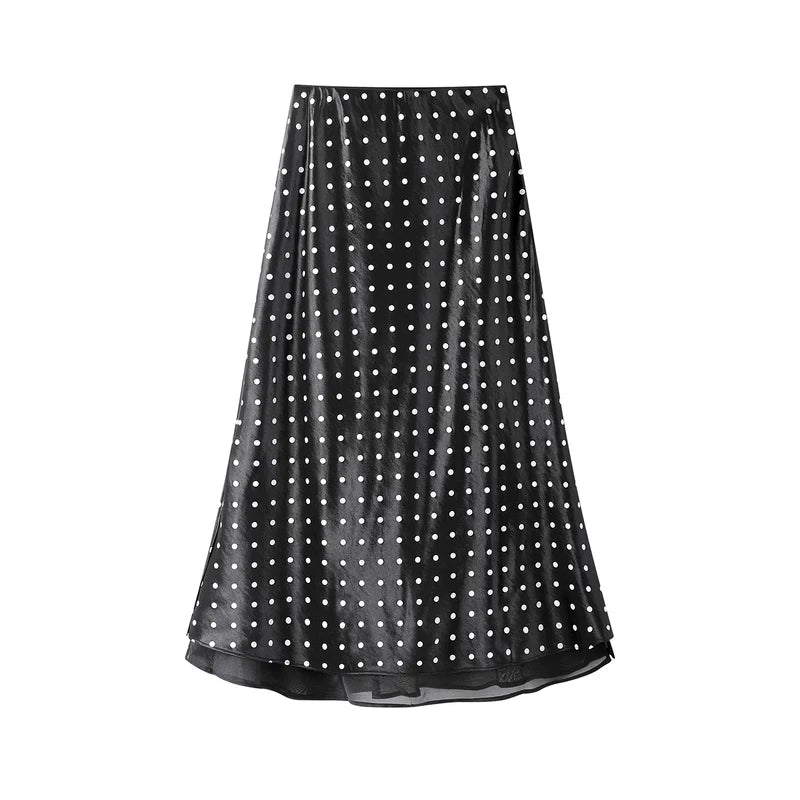 ,20656:28341,6013784101520,20656:28341,6013784101521,20656:28341,6013784101522,6013784101520,6013784101521,6013784101522, Polka Dot Mesh Patchwork Midi Skirt