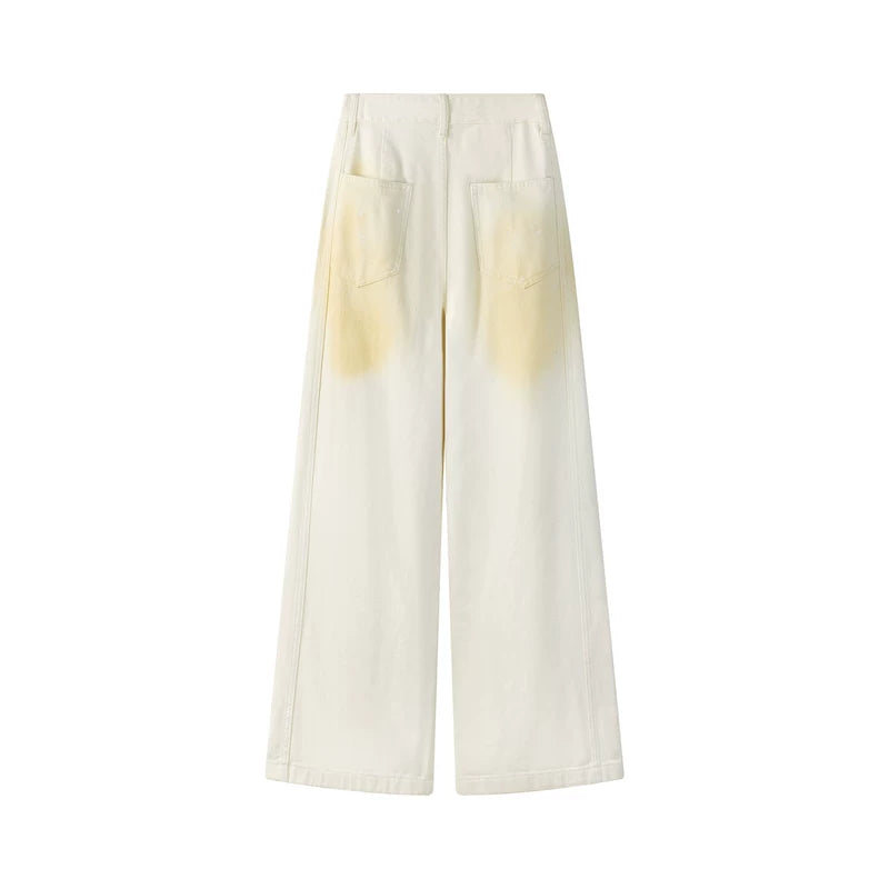 High-Waisted Retro Distressed Wide-Leg Pants 2