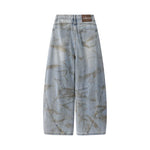 Retro Distressed Tie-Dye Wide-Leg Denim Pants 2