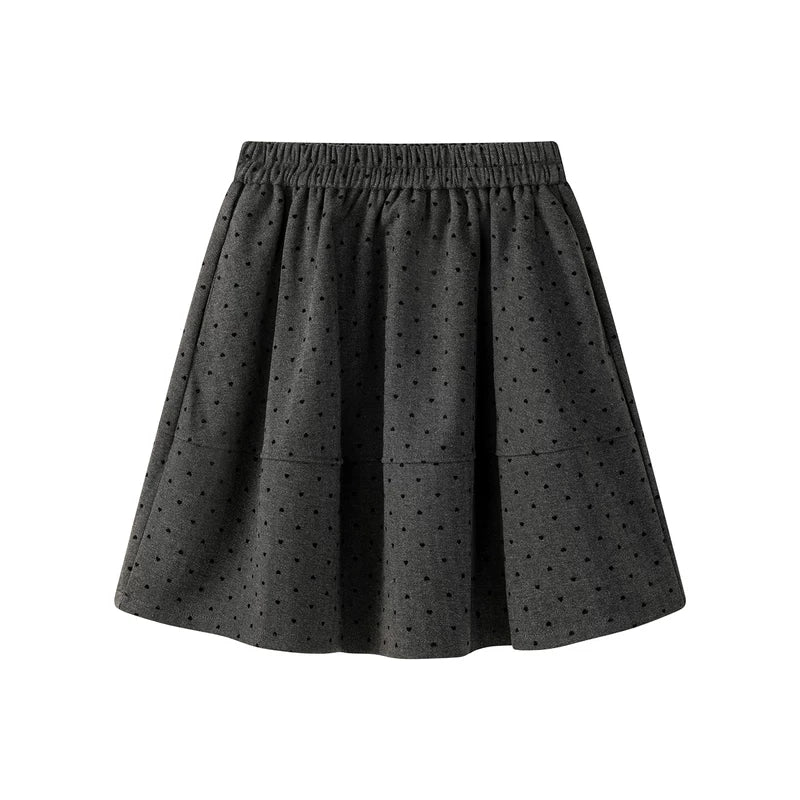 1627207:28334,6175490823769,1627207:28334,6175490823768,6175490823769,6175490823768, Wool Polka Dot Elastic Waist Midi Skirt