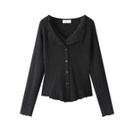 25371:28341,6013197053413,25371:28341,6013197053414,6013197053413,6013197053414, Ribbed V-Neck Lace Trim Knit Cardigan