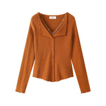 25371:90554,6013197053417,25371:90554,6013197053418,6013197053417,6013197053418, Ribbed V-Neck Lace Trim Knit Cardigan