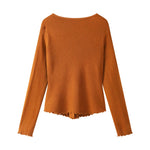 Ribbed V-Neck Lace Trim Knit Cardigan 2