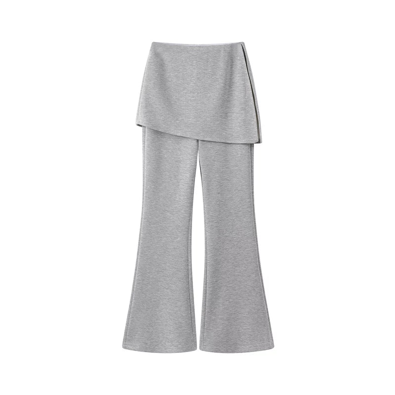 1627207:28332,6178240139091,1627207:28332,6178240139093,1627207:28332,6178240139092,6178240139091,6178240139093,6178240139092, Elastic Flare Pants with Draped Overlay Waist