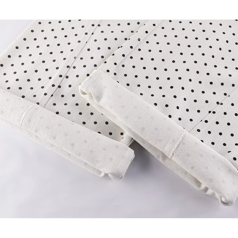 Polka Dot Wide-Leg Drawstring Denim Pants 4