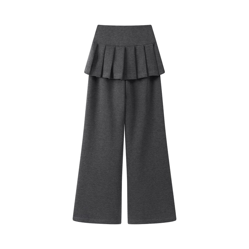 High-Waisted Pleated Overlay Wide-Leg Pants 2