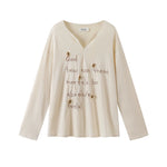 21341:28331,6020636377439,21341:28331,6020636377440,6020636377439,6020636377440, V-Neck Long Sleeve Embroidered Pullover Shirt