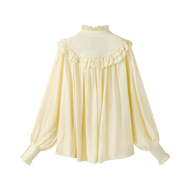 Lace Ruffle Collar Tie Neck Blouse 2