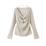 22357:6097198,6020657085770,22357:6097198,6020657085771,6020657085770,6020657085771, Ruffled Cowl Neck Faux Two-Piece Long Sleeve Top