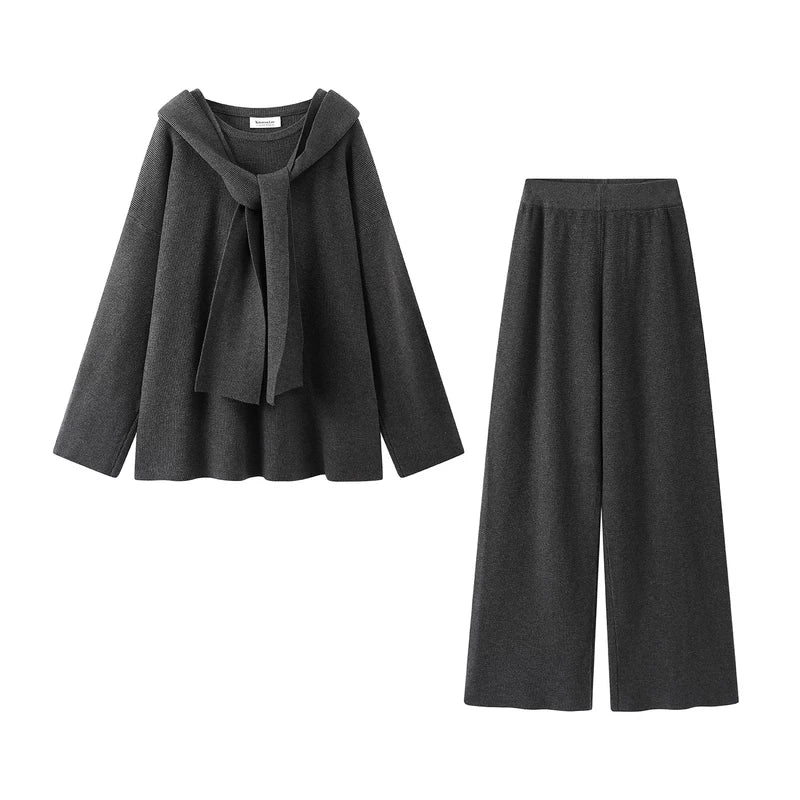 1627207:28334,6178855463183,1627207:28334,6178855463184,1627207:28334,6178855463185,6178855463183,6178855463184,6178855463185, Knit Top and Wide-Leg Pants Lounge Set