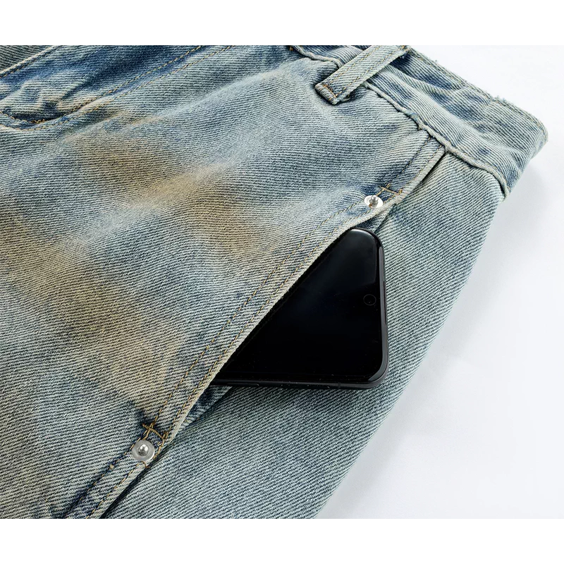 Distressed Low-Rise Wide-Leg Denim Pants 3