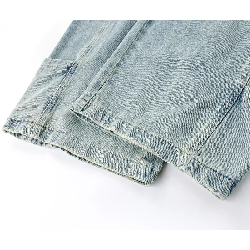 Distressed Low-Rise Wide-Leg Denim Pants 4