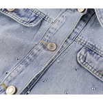 Rhinestone Embellished Denim Jacket with Polo Collar 4