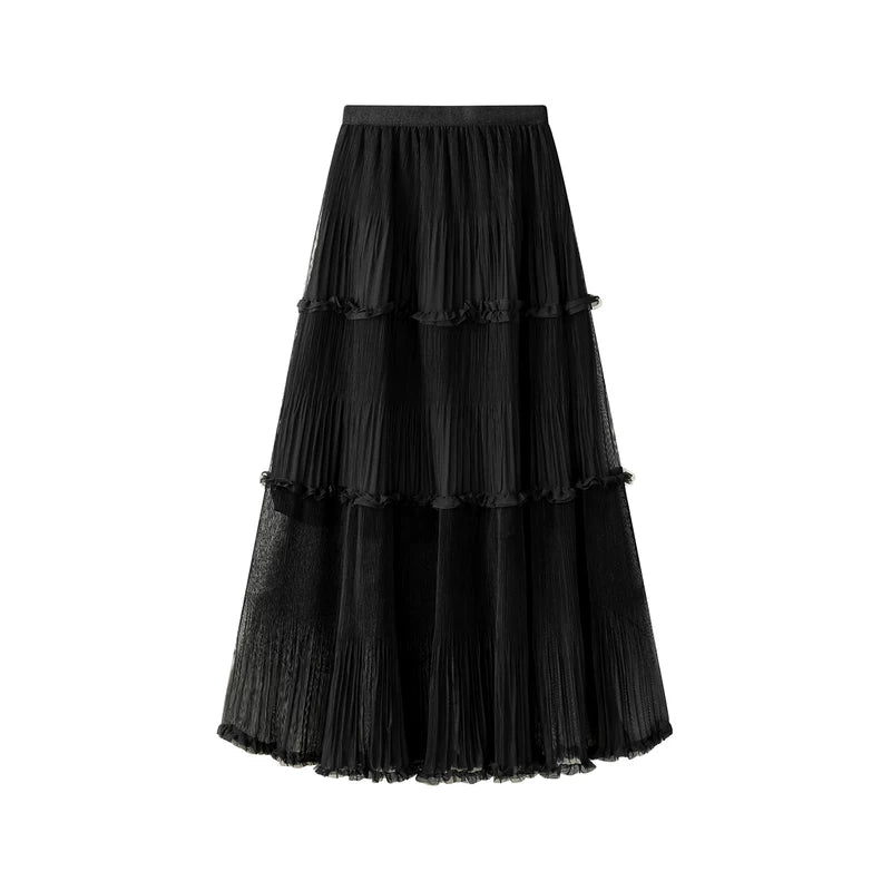 1627207:28341,6016013340345,1627207:28341,6016013340344,6016013340345,6016013340344, High-Waisted Tiered A-Line Lace Midi Skirt
