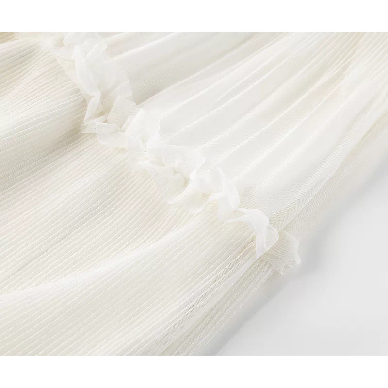 High-Waisted Tiered A-Line Lace Midi Skirt 3