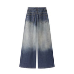 Gradient Rhinestone High-Waisted Wide-Leg Denim Pants 2