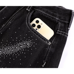 Gradient Rhinestone High-Waisted Wide-Leg Denim Pants 3