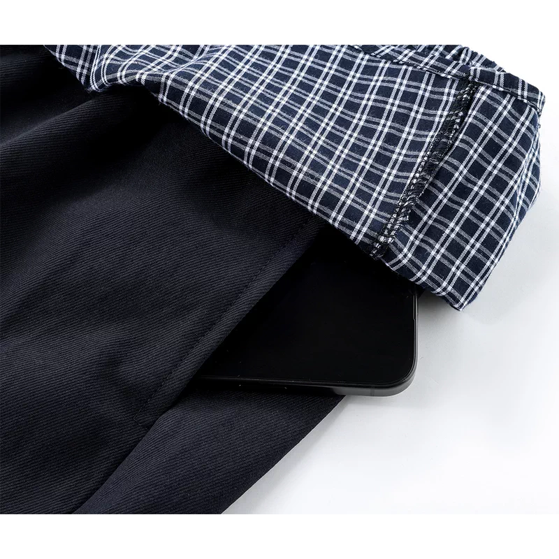 Plaid Faux Two-Piece Cargo Wide Leg Pants 3