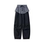 ,6031337153612,6031337153613,6031337153614, Plaid Faux Two-Piece Cargo Wide Leg Pants