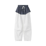 6031337153606,6031337153607,6031337153608, Plaid Faux Two-Piece Cargo Wide Leg Pants