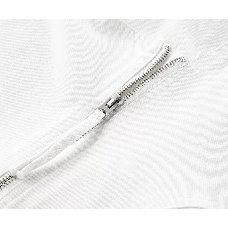 Short Asymmetrical Zip Front Denim Jacket 4