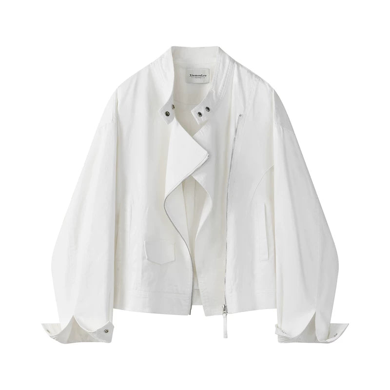 1627207:28320,6174894198037,1627207:28320,6174894198036,1627207:28320,6174894198035,6174894198037,6174894198036,6174894198035, Short Asymmetrical Zip Front Denim Jacket