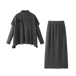 27024:28334,6012632565302,27024:28334,6012632565303,6012632565302,6012632565303, Knit Turtleneck Top and Skirt Set