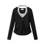 1627207:28341,6017074809858,1627207:28341,6017074809857,6017074809858,6017074809857, Ruched Long Sleeve Top with Striped Inset