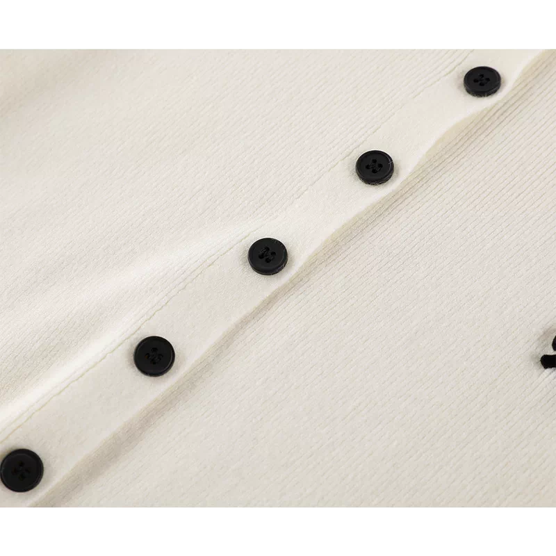 Lace Cuff Button Front Knit Cardigan Sweater 4