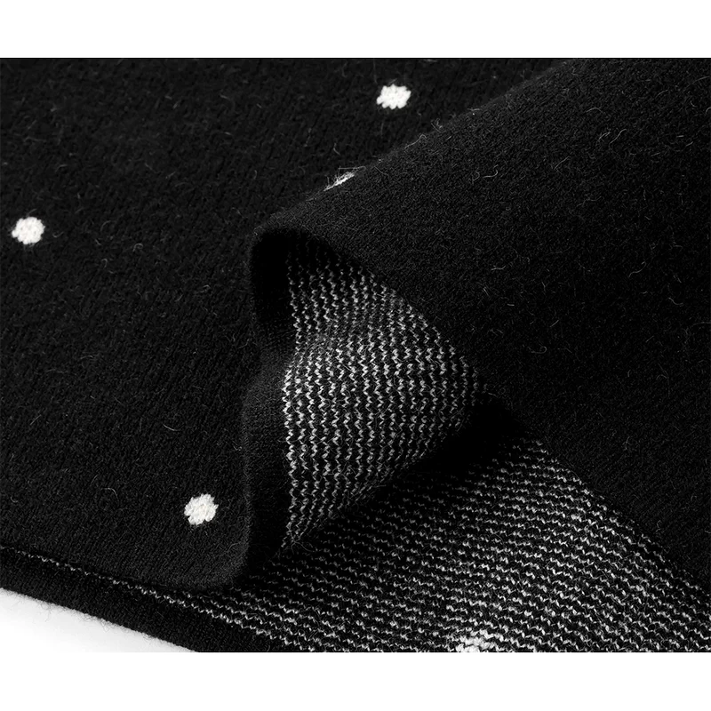 Knit Sweater and High-Waisted Polka Dot Skirt 4