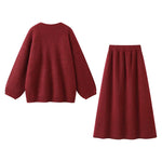 Knit Rose Cardigan and Midi Skirt Set 2